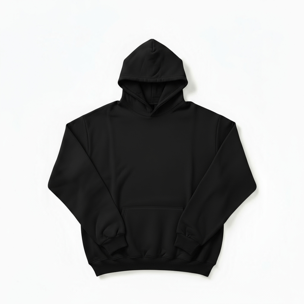 Felpa Hoodie ESSENTIAL 330grsm 100% cotone BLACK
