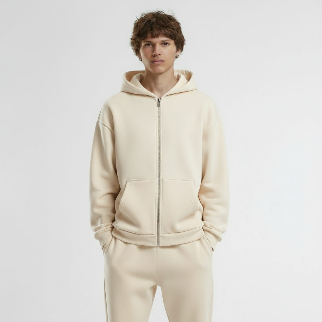 Zip Hoodie ESSENTIAL Premium 330gr WARM OFF-WHITE