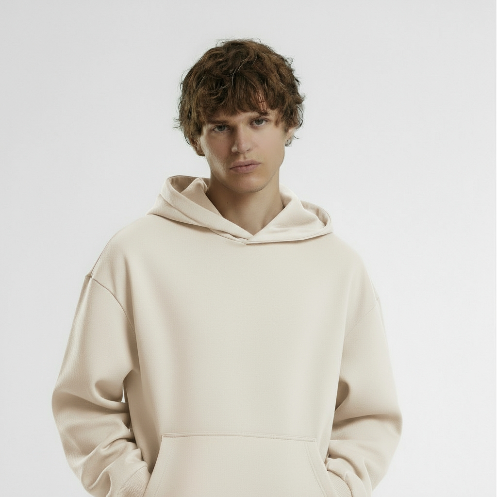 Felpa Hoodie ESSENTIAL 330grsm 100% cotone WARM OFF-WHITE