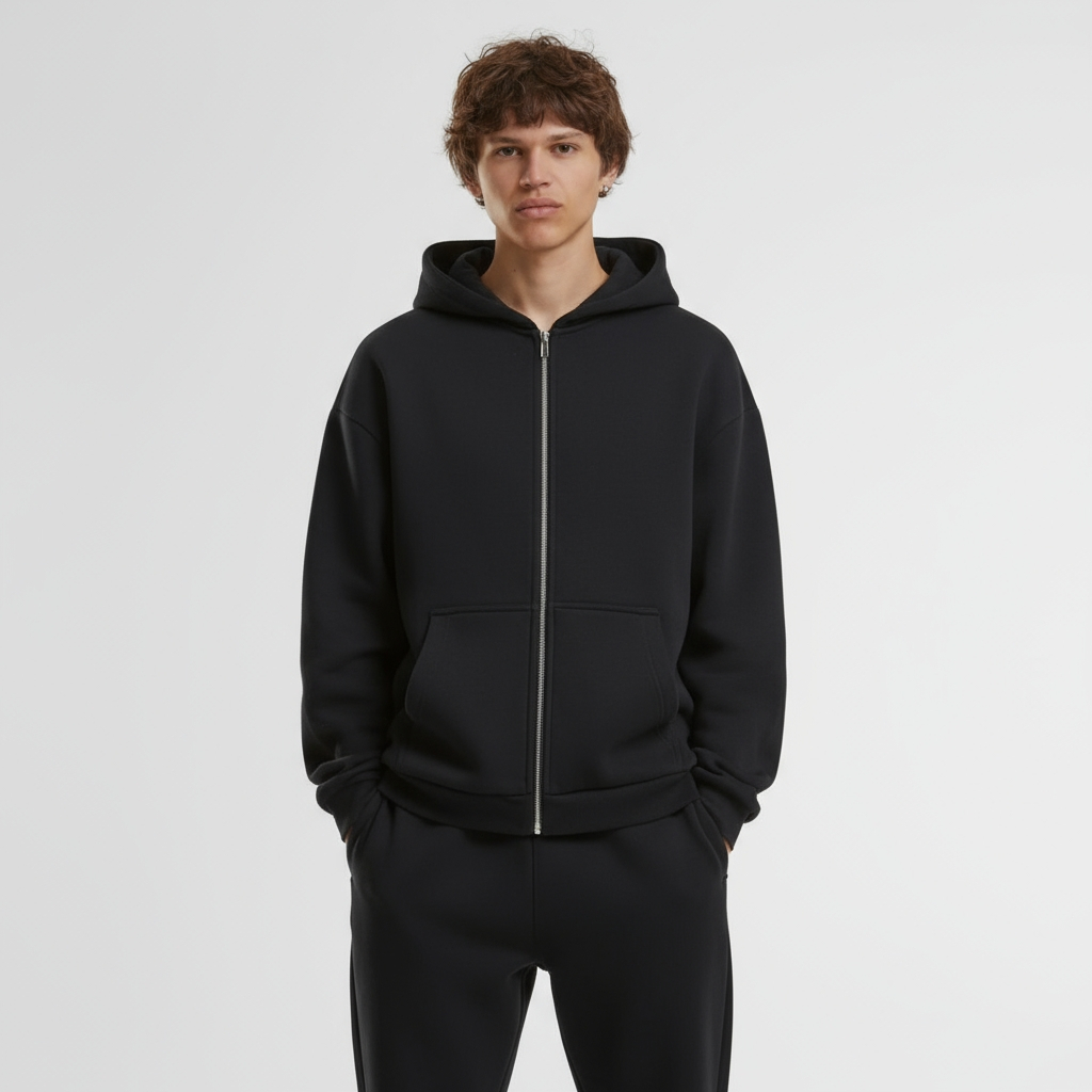 Premium ESSENTIAL Zip Hoodie 330g BLACK